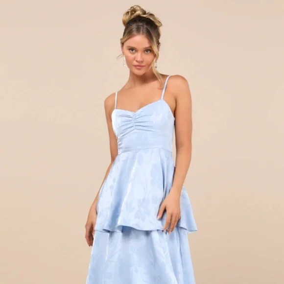 Lulus | Dresses | Lulus Prigette Light Blue Jacquard Tiered Maxi Dress Size M | Poshmark Lulus | Dresses | Lulus Prigette Light Blue Jacquard Tiered Maxi Dress Size M | Poshmark